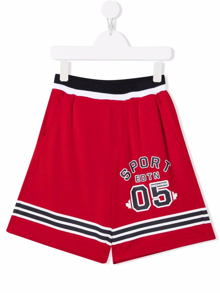  Dsquared2 Kids Pantalones Cortos De Chándal Con Motivo Sport - Rojo 