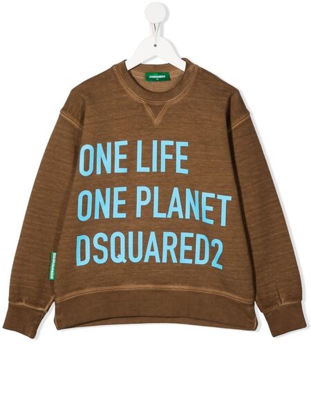  Dsquared2 Kids Sudadera Con Eslogan Estampado - Marrón 