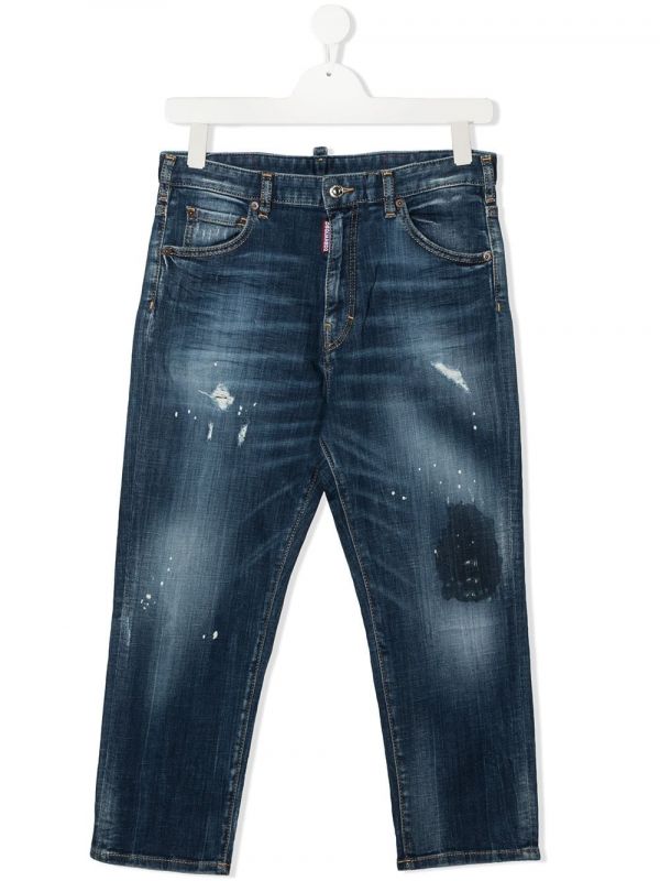  Dsquared2 Kids Vaqueros Con Efecto Envejecido - Azul 