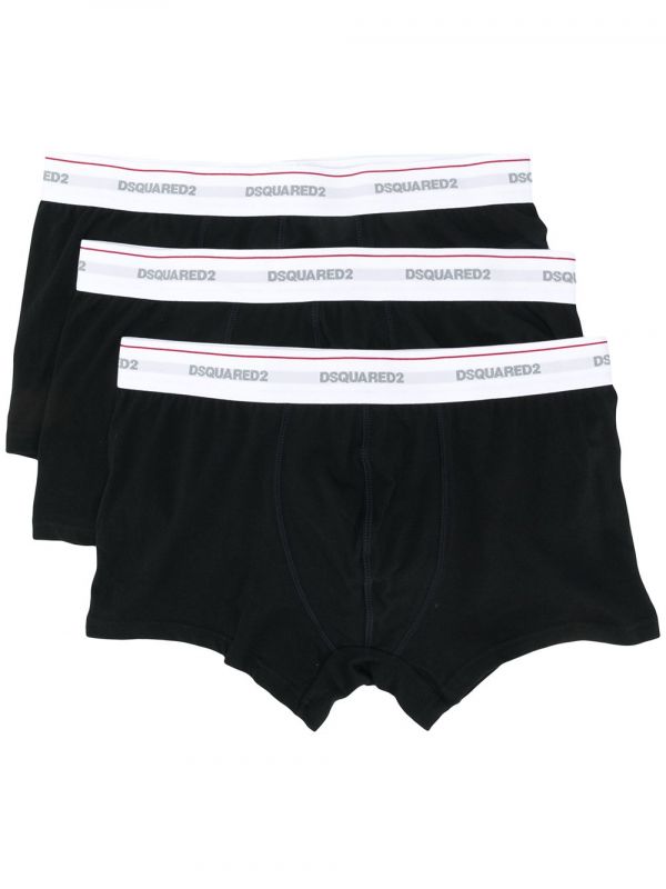  Dsquared2 Pack De Tres Bóxeres Con Logo - Negro 