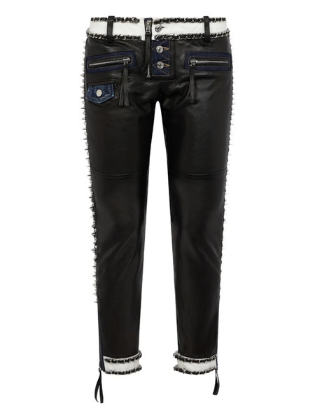  Dsquared2 Pantalones Biker Con Apliques - Negro 