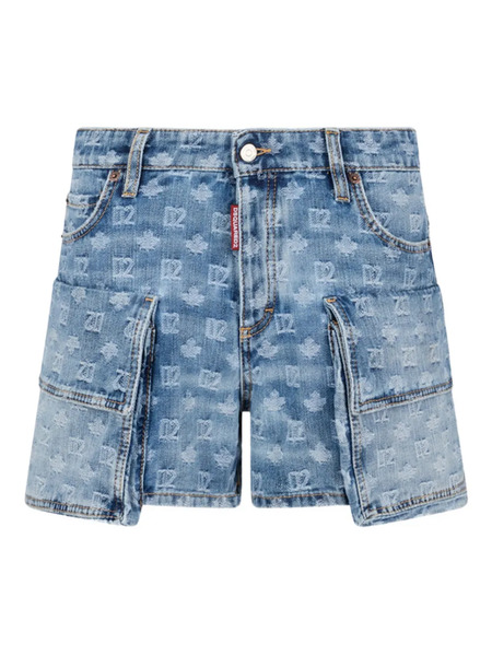  Dsquared2 Pantalones Vaqueros Cortos Con Logo - Azul 