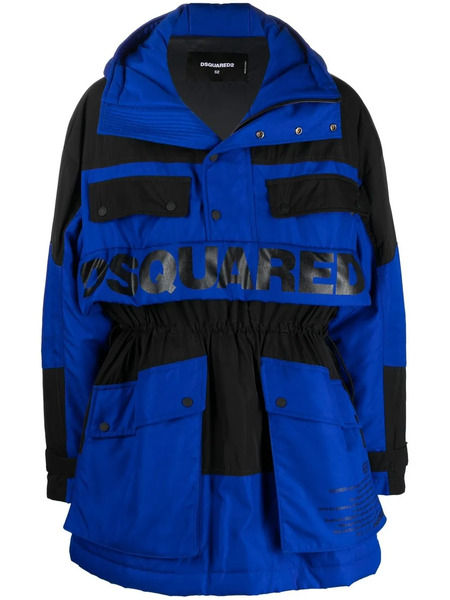  Dsquared2 Parka Con Logo Estampado - Azul 