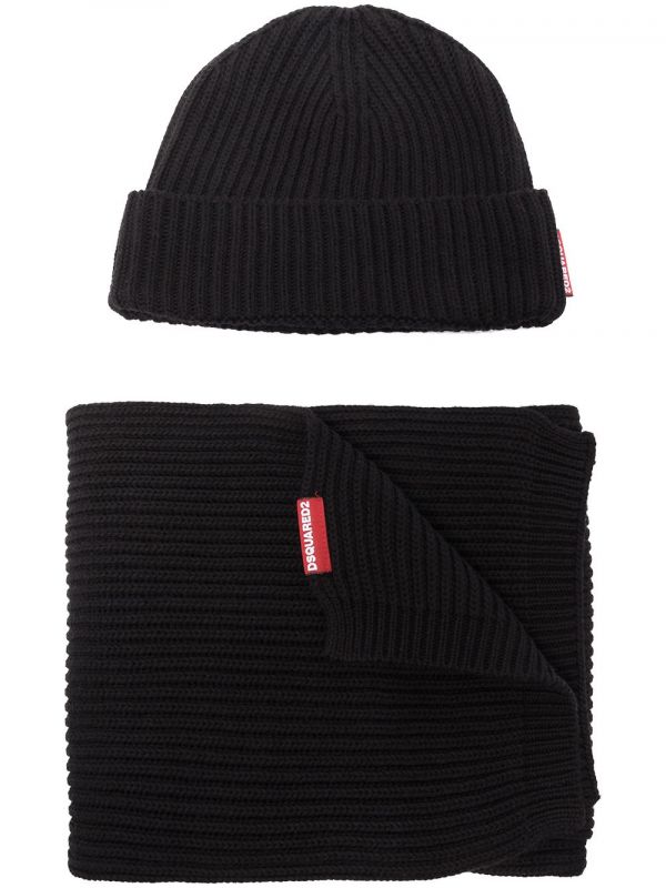  Dsquared2 Set De Gorro Y Bufanda De Punto - Negro 