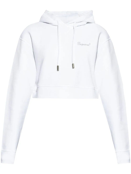  Dsquared2 Sudadera Con Logo De Strass Y Capucha - Blanco 