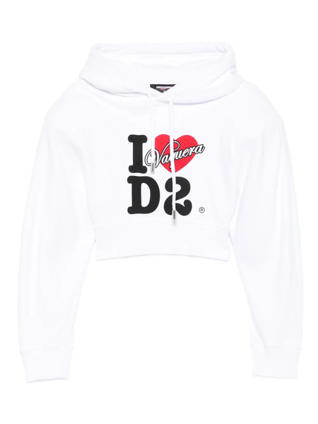  Dsquared2 Sudadera Corta Con Capucha Y Logo - Blanco 