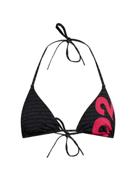  Dsquared2 Top De Bikini Con Logo Estampado - Negro 
