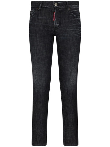  Dsquared2 Vaqueros Ajustados Con Parche Del Logo - Negro 