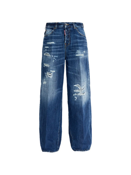  Dsquared2 Vaqueros Anchos Con Detalles Envejecidos - Azul 