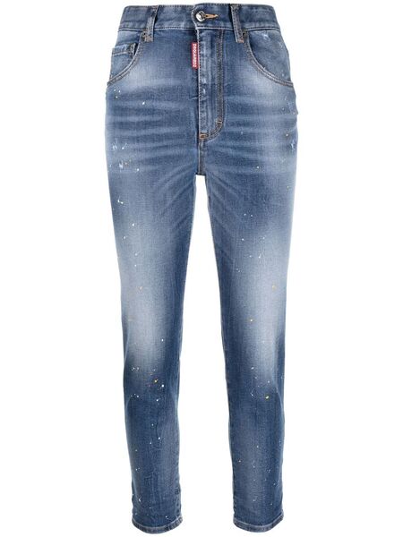 Dsquared2 Vaqueros Capri Con Motivo De Salpicadura De Pintura - Azul 
