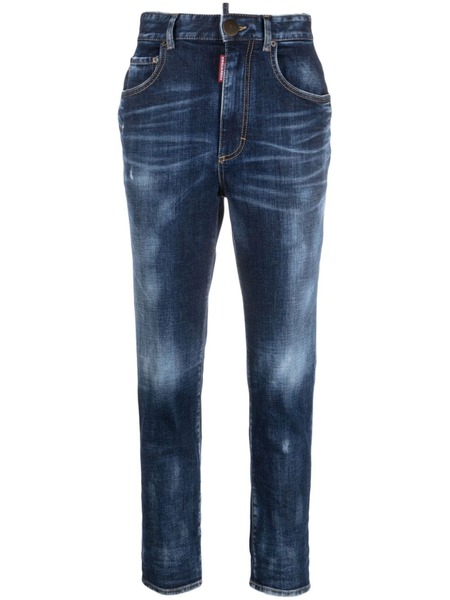  Dsquared2 Vaqueros Capri De Talle Alto - Azul 