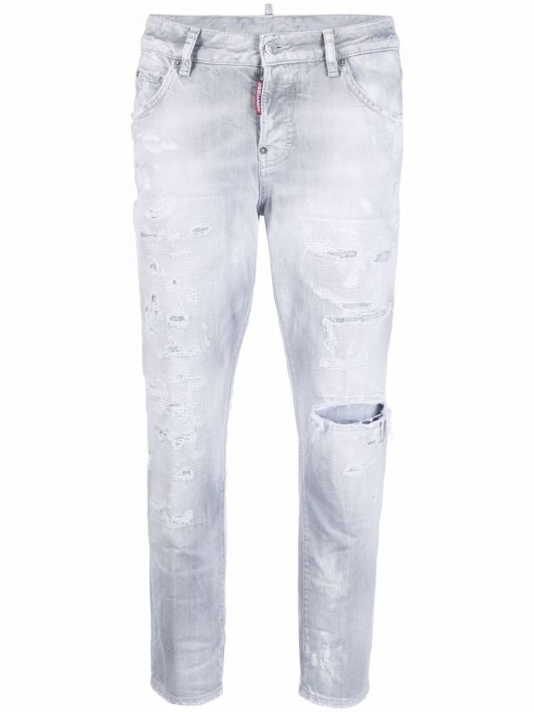  Dsquared2 Vaqueros Capri De Talle Alto - Gris 