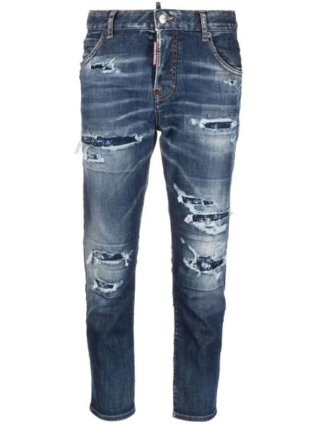  Dsquared2 Vaqueros Cortos Con Parche Del Logo - Azul 