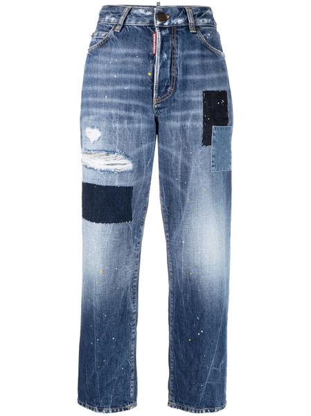  Dsquared2 Vaqueros Rectos Con Motivo De Salpicadura De Pintura - Azul 