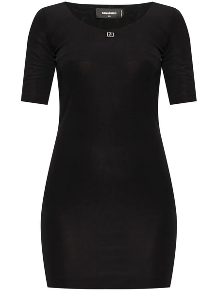  Dsquared2 Vestido Corto Con Placa Del Logo - Negro 