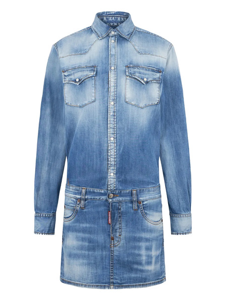  Dsquared2 Vestido Trucker Con Efecto Lavado - Azul 