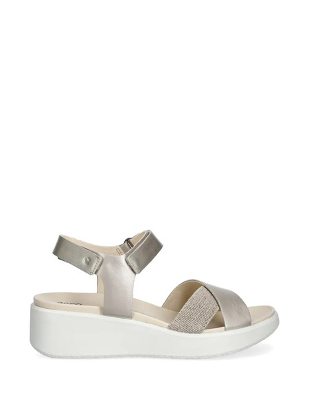  Ecco Sandalias Flowt Wedge Lx Con Cierre Autoadherente - Dorado 