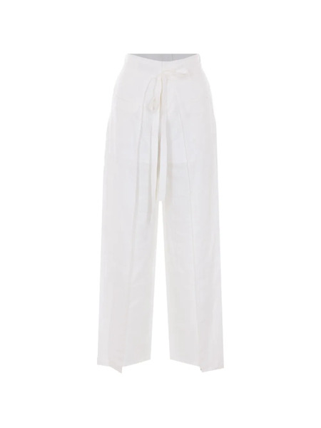  Ele Pantalones Con Lazos De Encaje - Blanco 