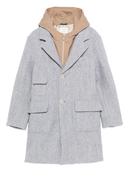  Eleventy Kids Abrigo Con Capucha Y Motivo De Espiga - Gris 