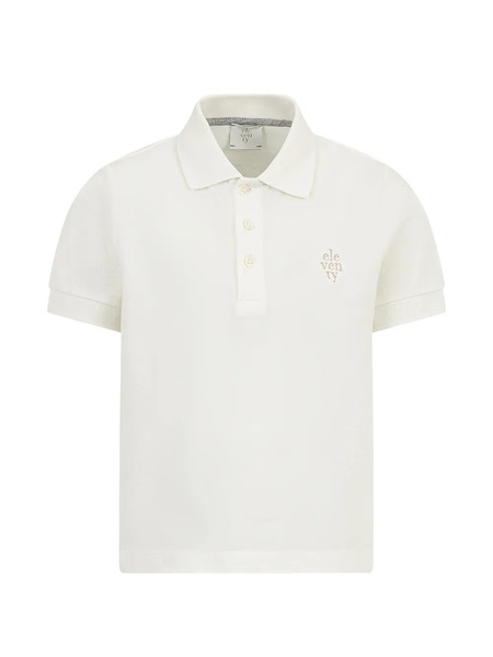  Eleventy Kids Polo Con Logo Bordado - Neutro 