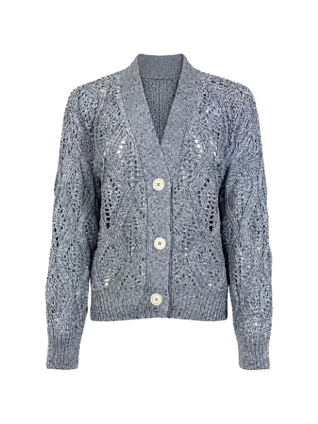  Eleventy Pointelle-knit Button-up Cardigan - Azul 
