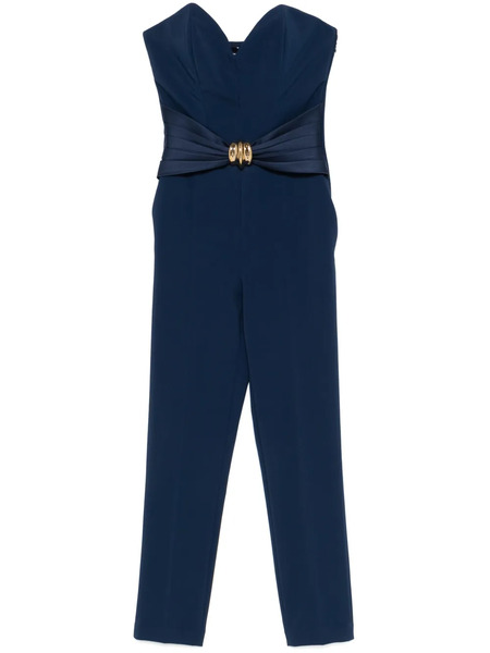  Elisabetta Franchi Mono Largo De Crepé Con Detalle De Lazo - Azul 