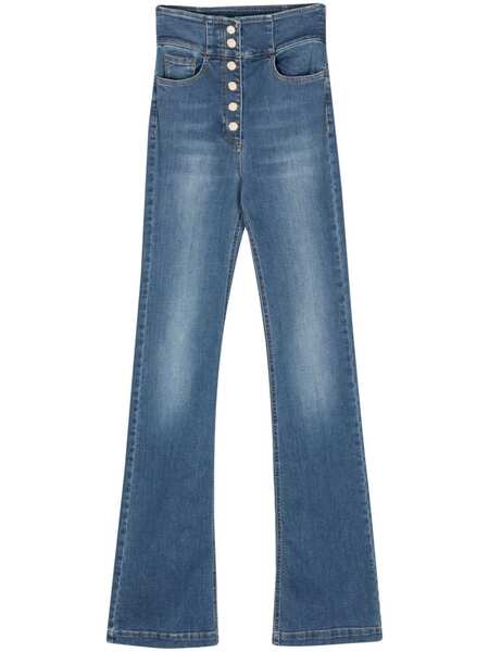  Elisabetta Franchi Vaqueros Bootcut De Talle Alto - Azul 