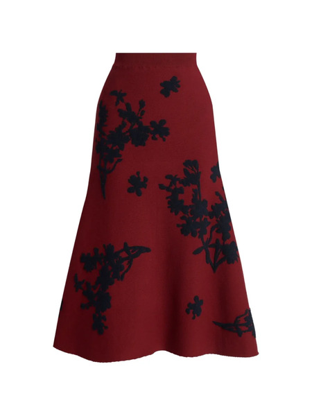  Erdem Jacquard-knit Patterned Midi Skirt - Rojo 