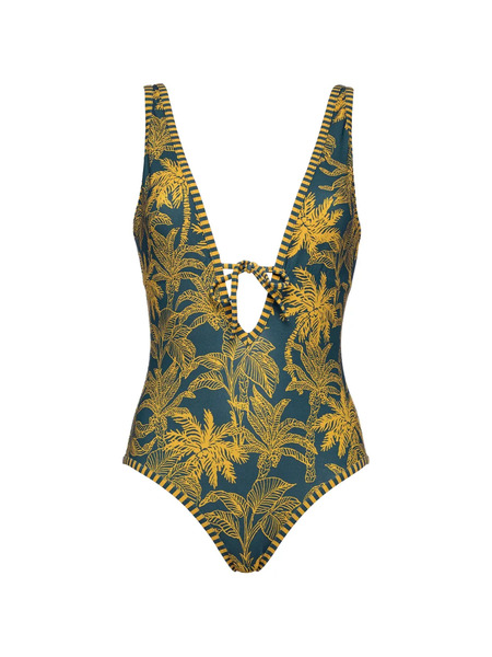  Eres Bañador Destination Con Cuello En V - Azul 