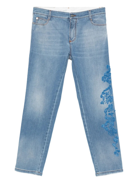  Ermanno Scervino Vaqueros Con Bordado Floral - Azul 