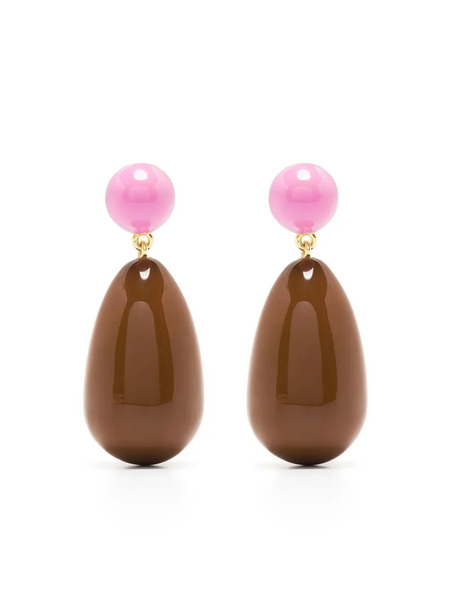  Eshvi Pendientes Con Diseño Largo - Marrón 