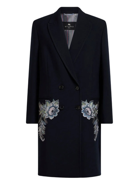  Etro Abrigo Bordado Con Doble Botonadura - Azul 