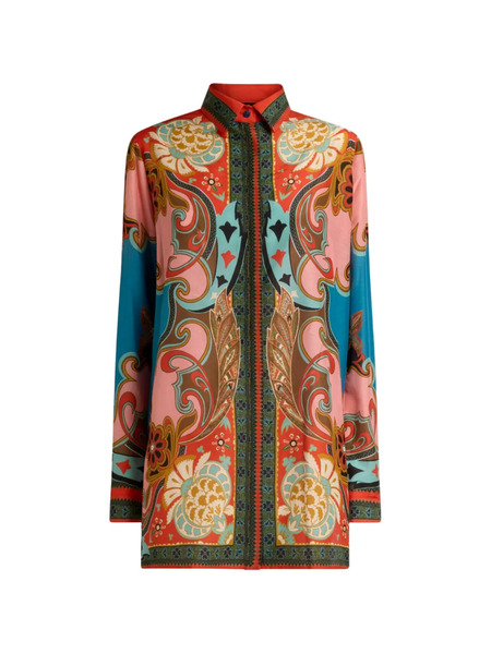  Etro Camisa Larga Estampada - Rosa 