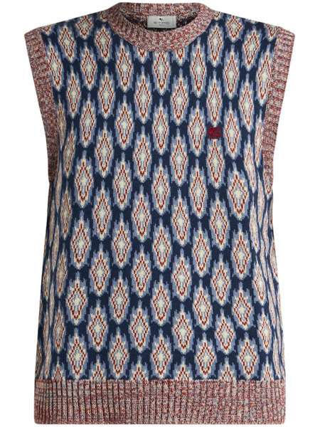  Etro Chaleco Con Aplique Pegaso - Azul 