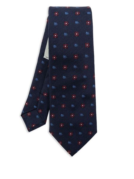  Etro Corbata Con Bordado Pegaso - Azul 