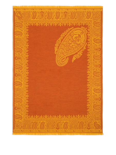  Etro Home Manta Con Motivo Floral De Cachemira (140 Cm X 180 Cm) - Naranja 