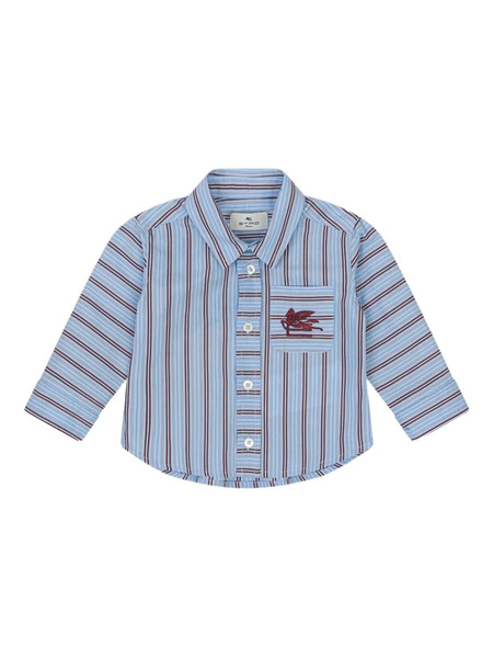  Etro Kids Camisa Pegasus A Rayas - Azul 