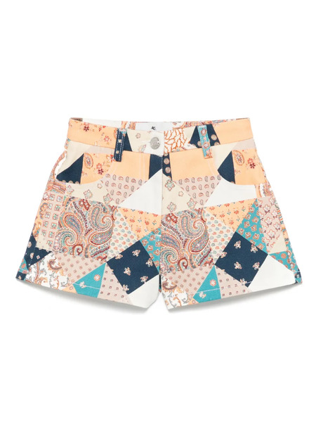  Etro Kids Shorts Con Estampado De Patchwork - Azul 