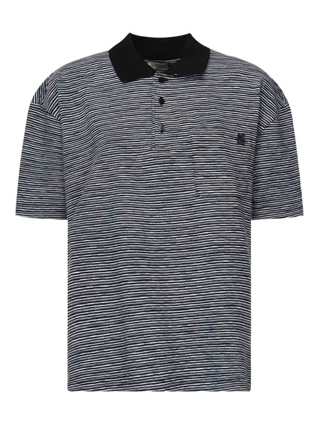  Etro Polo Con Bolsillo A Rayas - Azul 