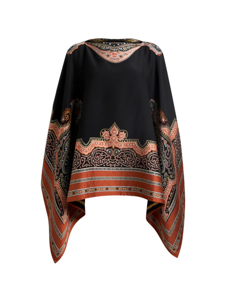  Etro Poncho Bordado - Negro 