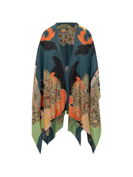  Etro Poncho Drapeado Con Estampado De Cachemira - Azul 