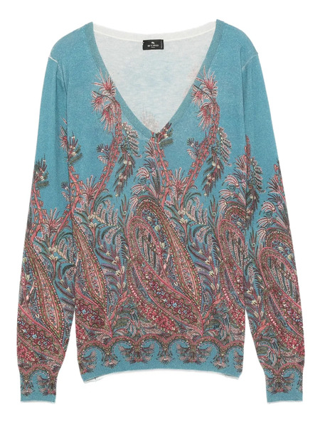  Etro Top Con Cuello En V - Azul 