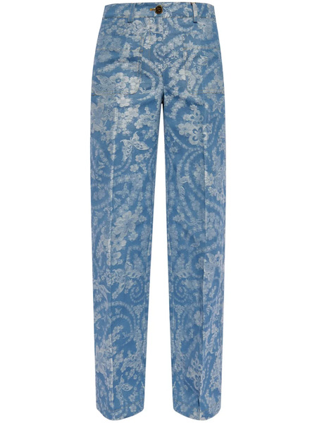  Etro Vaqueros Con Estampado Floral - Azul 