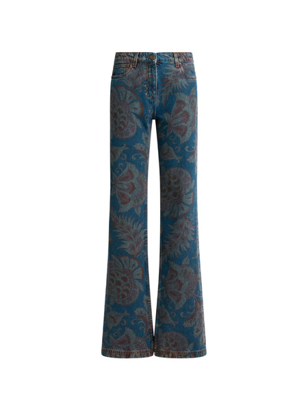  Etro Vaqueros Con Estampado Floral - Azul 