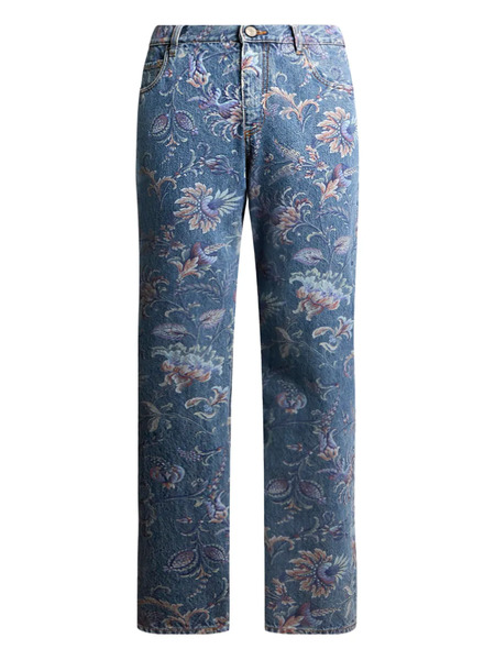  Etro Vaqueros Con Motivo Floral - Azul 