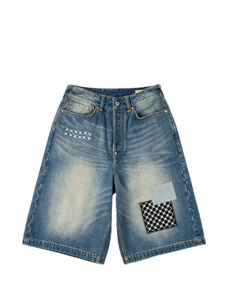  Evisu Pantalones Vaqueros Cortos Con Parche Sashiko - Azul 