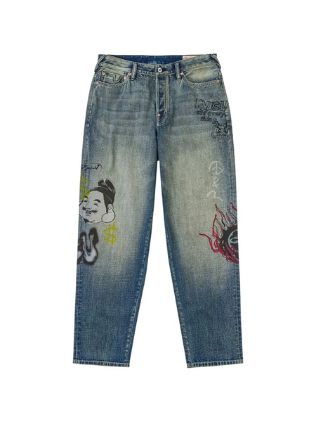  Evisu Vaqueros Con Motivo Gráfico - Azul 