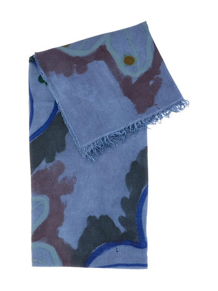  Exquisite J Bufanda Con Motivo Floral - Azul 