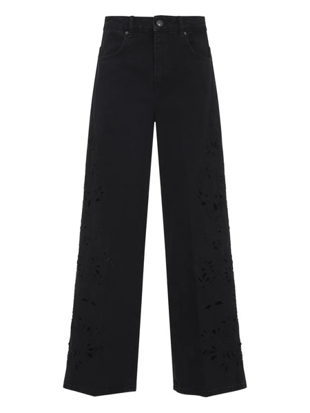  Farm Rio Vaqueros Con Apliques Florales - Negro 