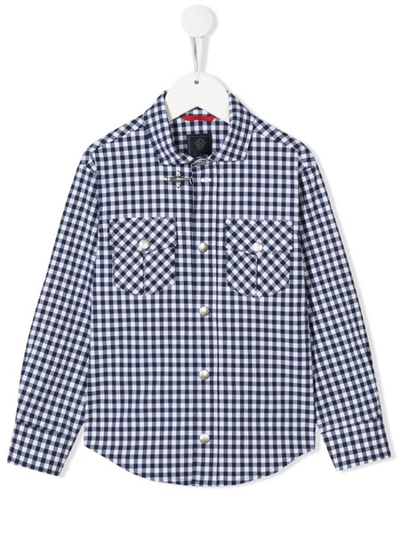  Fay Kids Camisa A Cuadros Gingham - Azul 